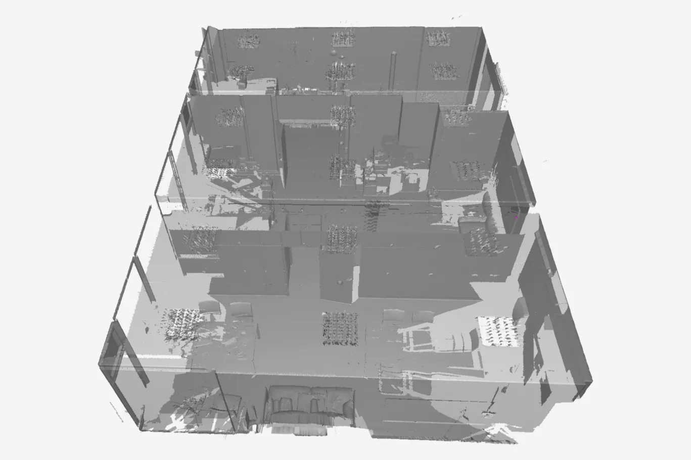 Modello 3D di un intero piano di un appartamento da scansione laser a lungo raggio Artec, visualizzato in Artec Studio