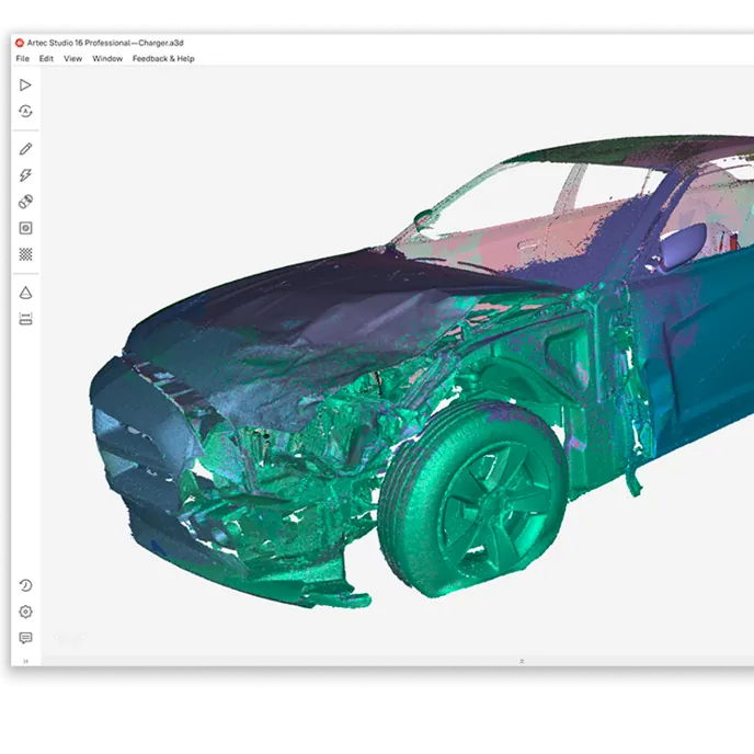 Die Software Artec Studio verarbeitet einen 3D-Scan